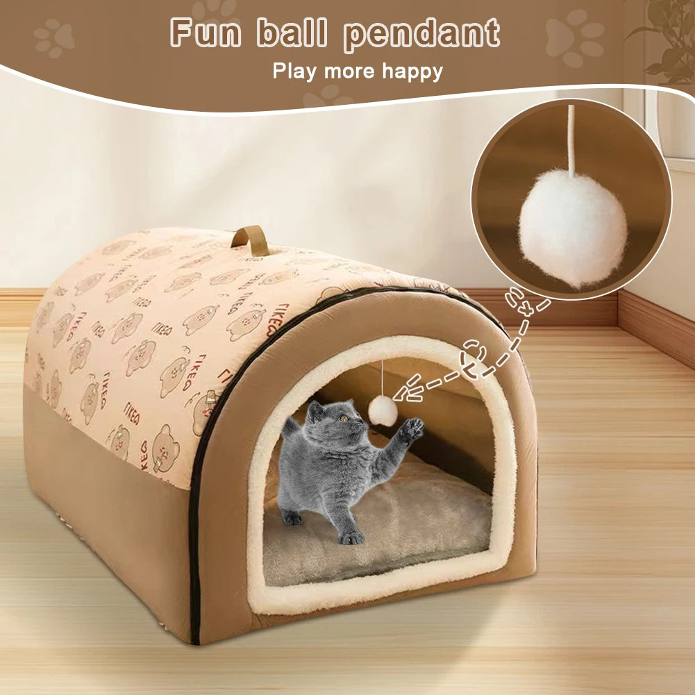 Shunmaii Washable Dog House Mat, Warm Cozy Pet Cave Shelter