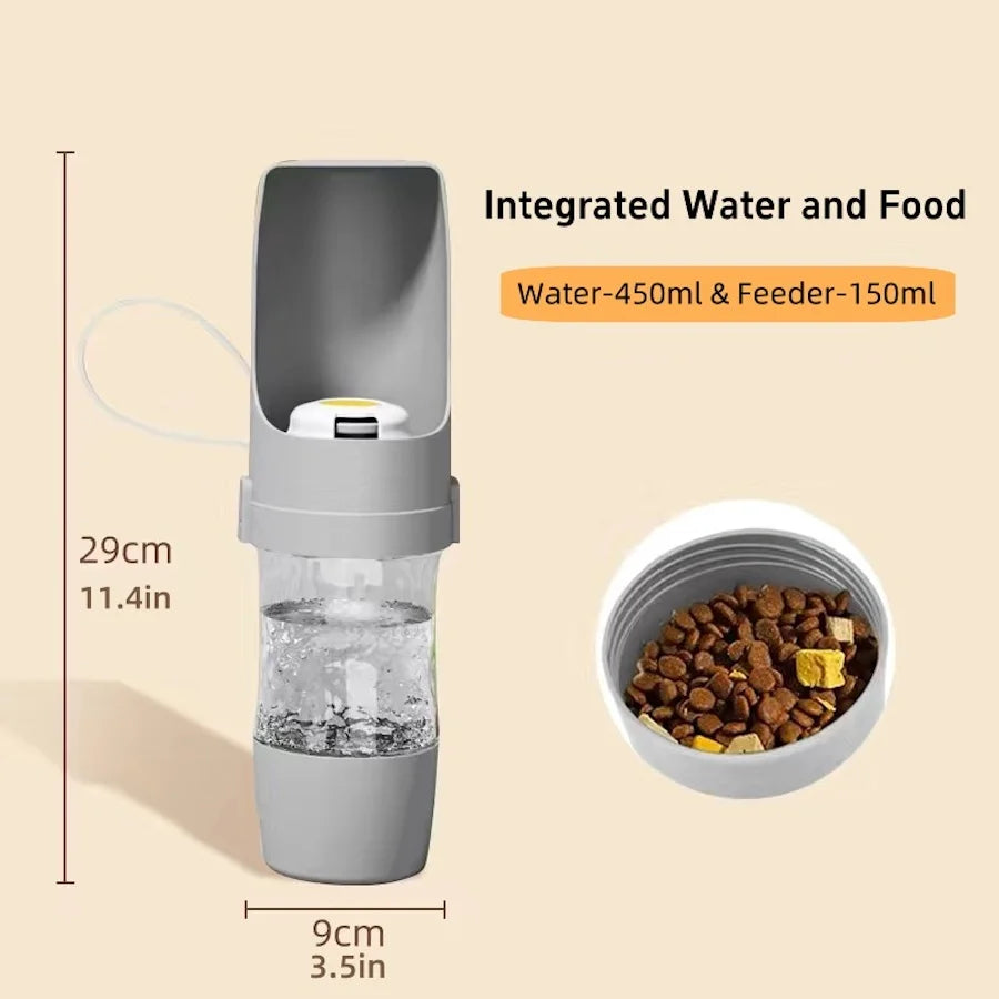 Wooden Pet Water Bottle With Food Storage Container For Dogs