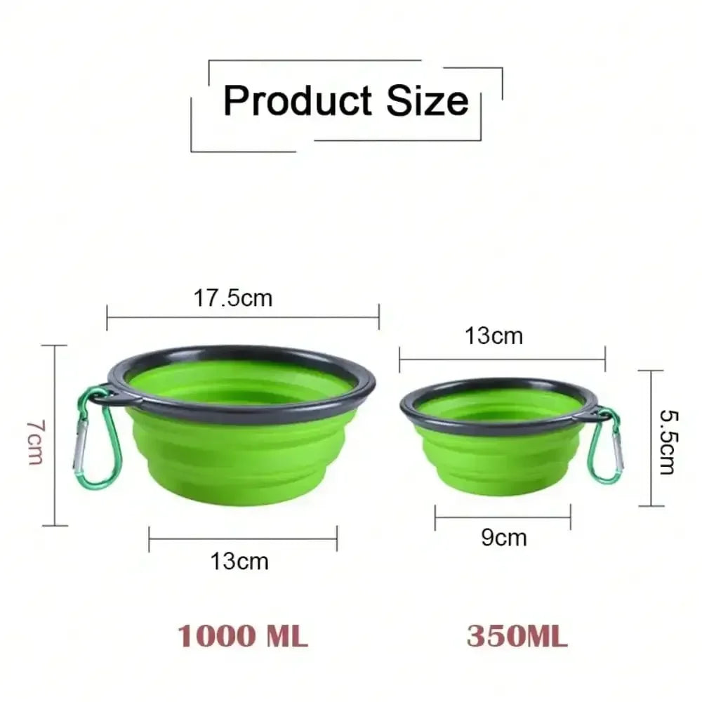 Folding Portable Dog And Cat Feeder Bowl With Carabiner Bottle