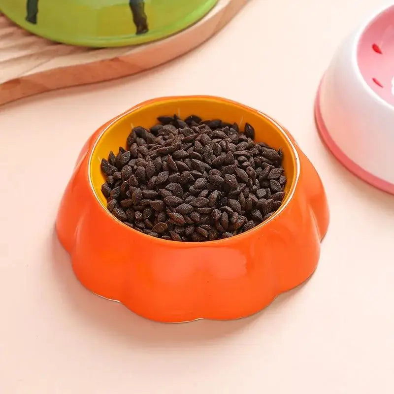 Fruit Shaped Ceramic Cat And Dog Slow Feeder Bowl