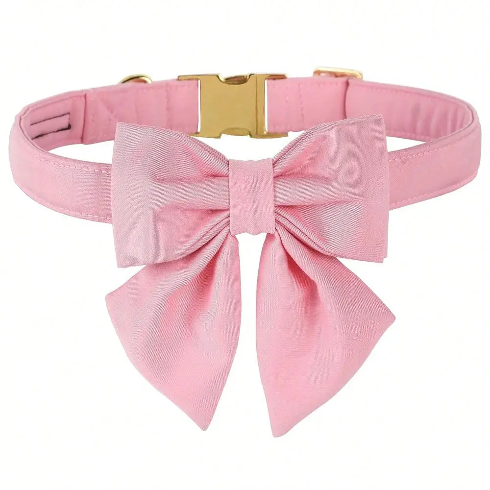Adjustable Dog Collar Featuring Elegant Sailor Bow And Durable Buckle