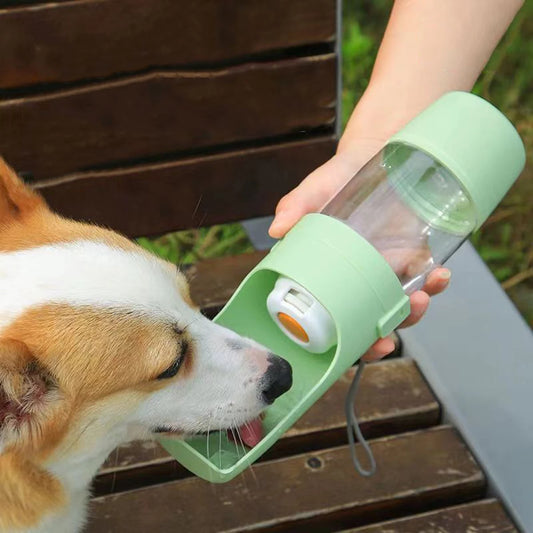 Wooden Pet Water Bottle With Food Storage Container For Dogs