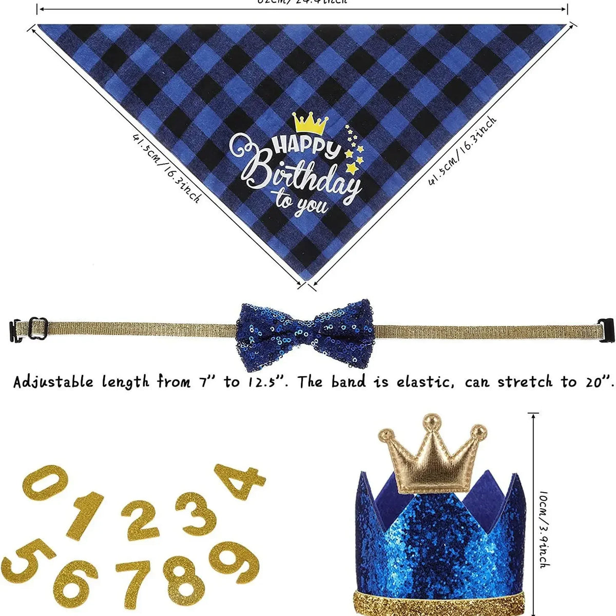 Cute Pet Birthday Bandana And Crown Hat Party Accessories