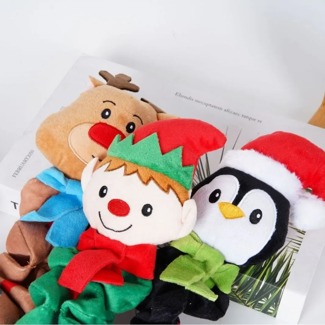 Christmas Elf Penguin Squeaky Dog Toy for Puppies and Dogs