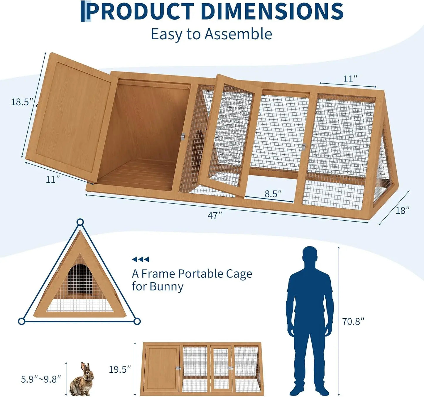 Durable Wooden Rabbit Hutch And Quail Coop With Ventilated Run