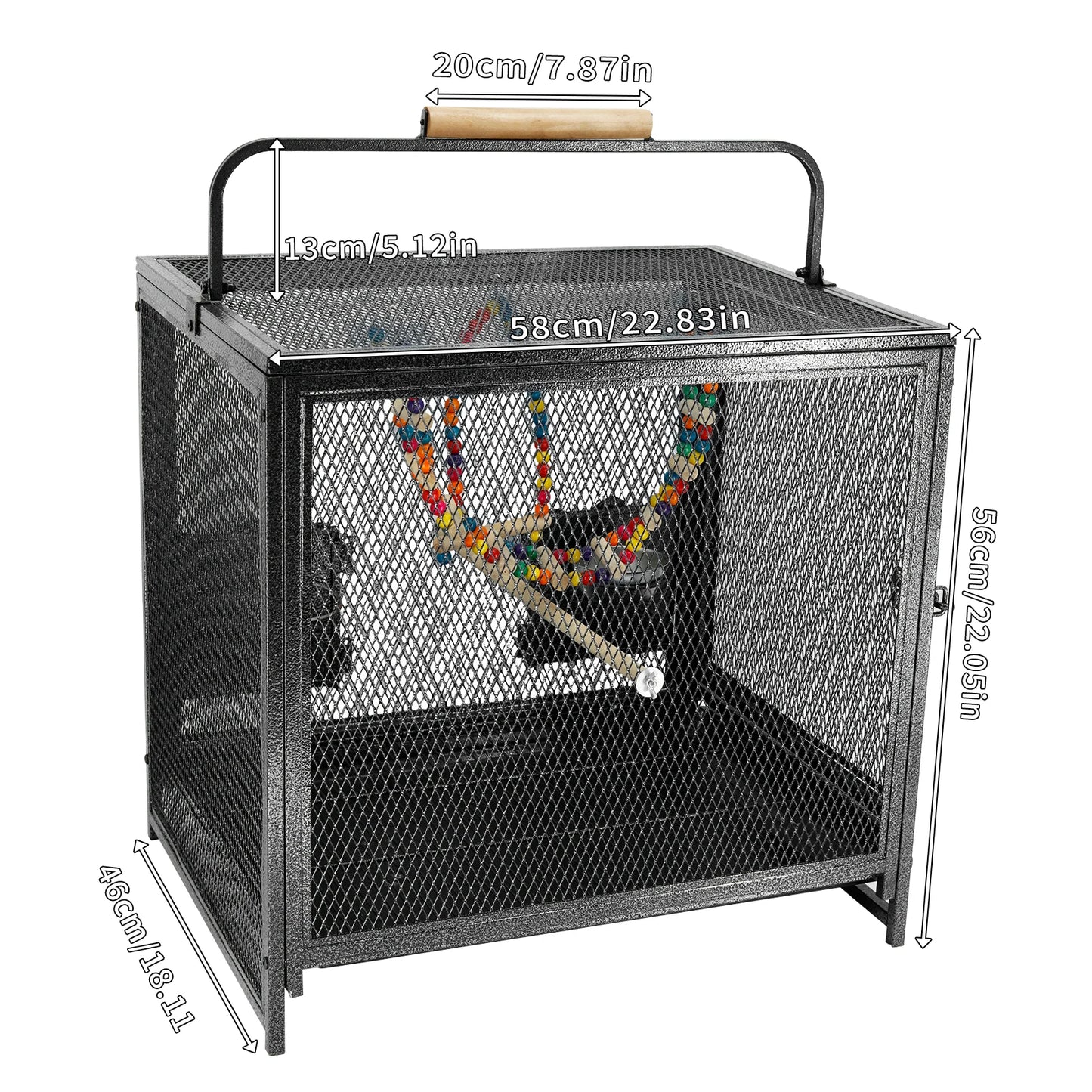 Metal Bird Cage With Hammock Swing And Perch Stand