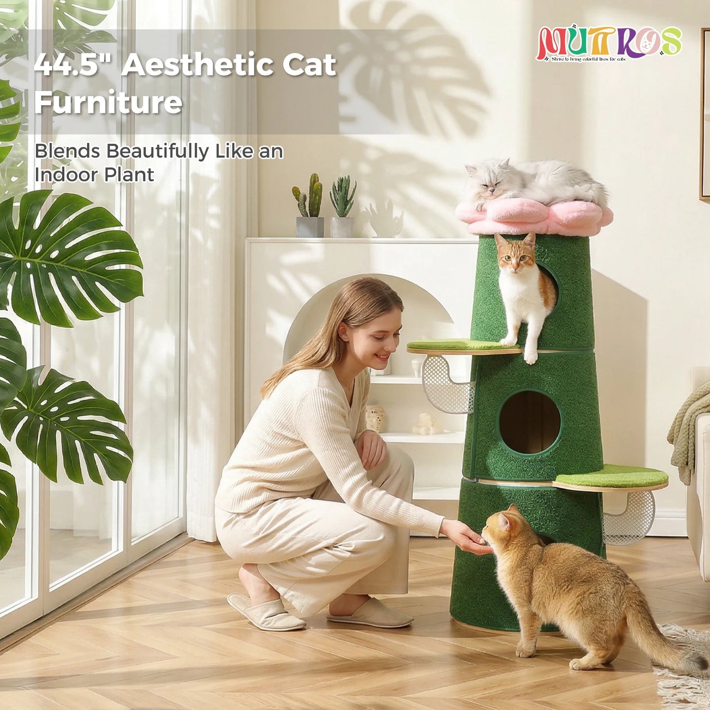 PAWZ Road Multilevel Cat Tree With Flower Perch And Condos
