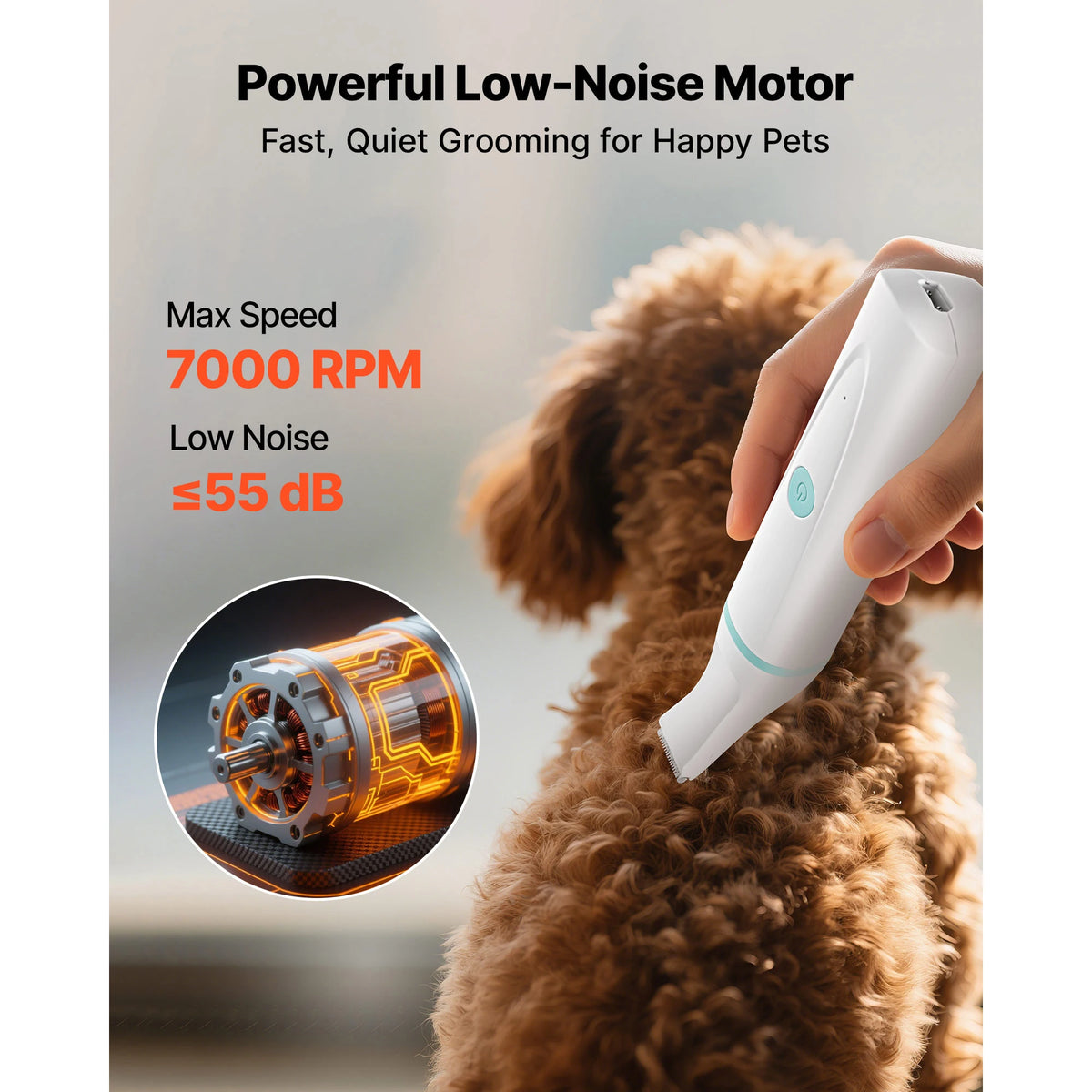 Cordless Dog Clippers Low Noise Pet Grooming With Rechargeable Battery