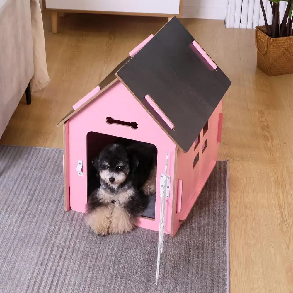 Cozy Wooden Indoor Pet House With Ventilation And Elevated Base