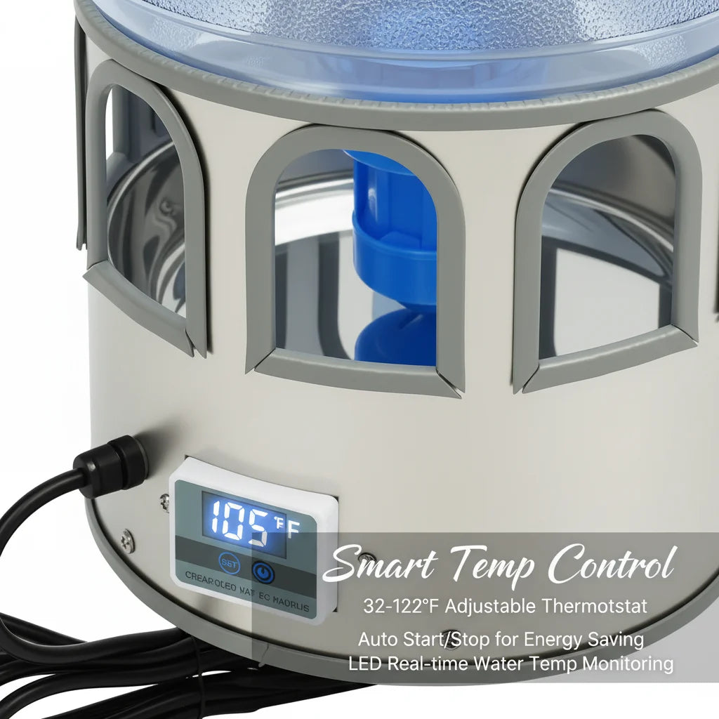 Automatic Stainless Steel Heated Poultry Waterer With Digital Thermostat