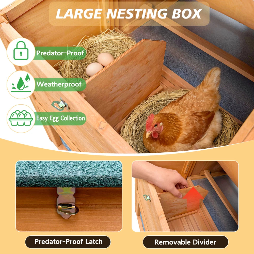 Chicken Coop Nest Box Removable Tray Outdoor Weatherproof Hen House