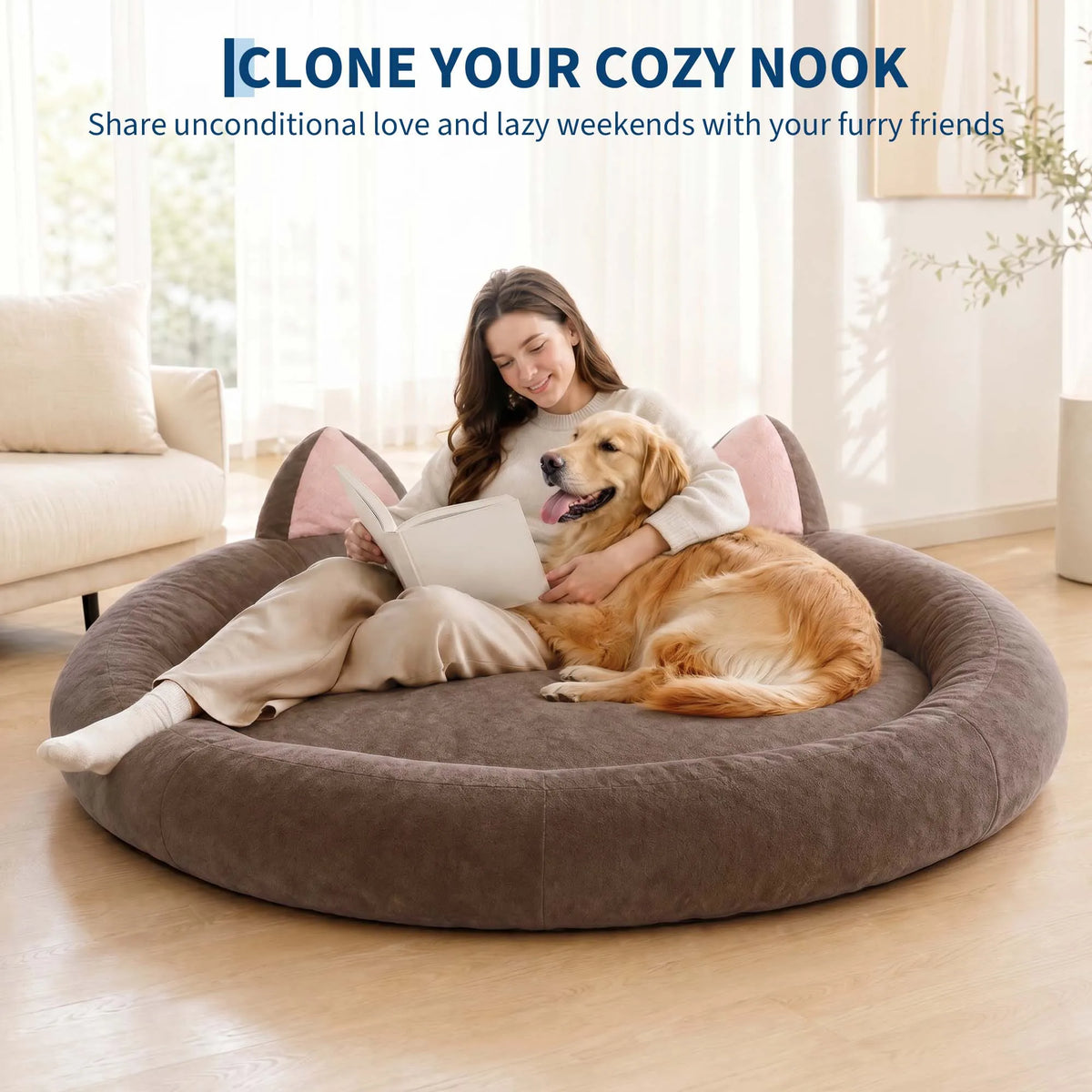 Memory Foam Dog Bed With Supportive Bolster For Senior Dogs