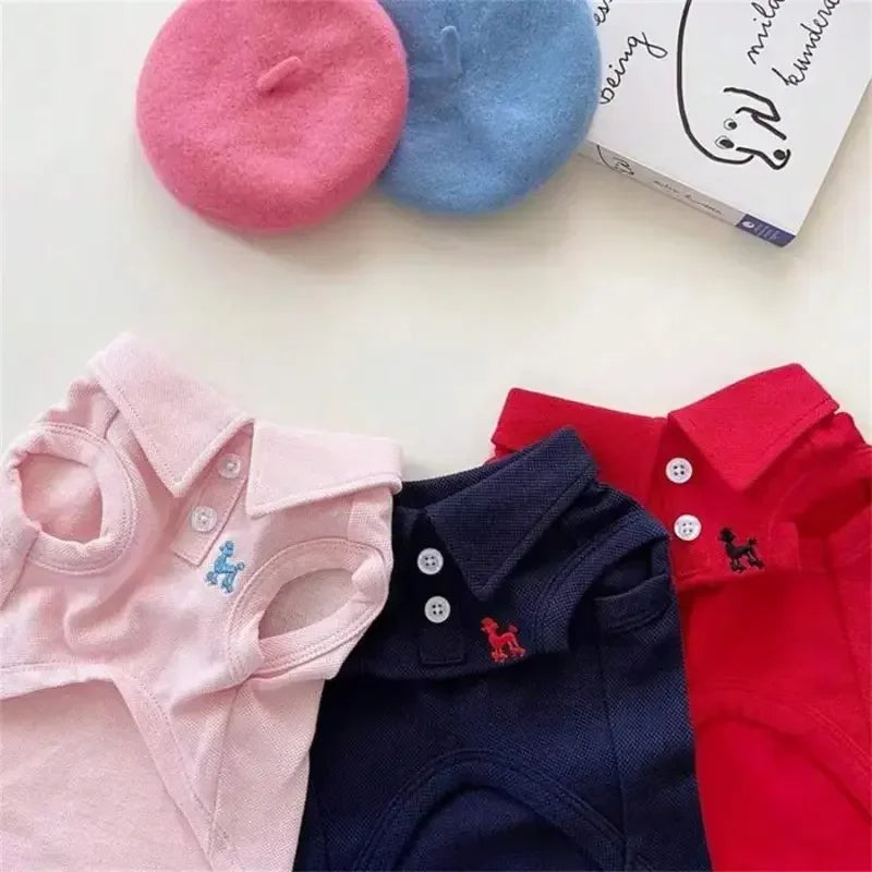 Pet Polo And Embroidered Vest Set For Dogs And Cats