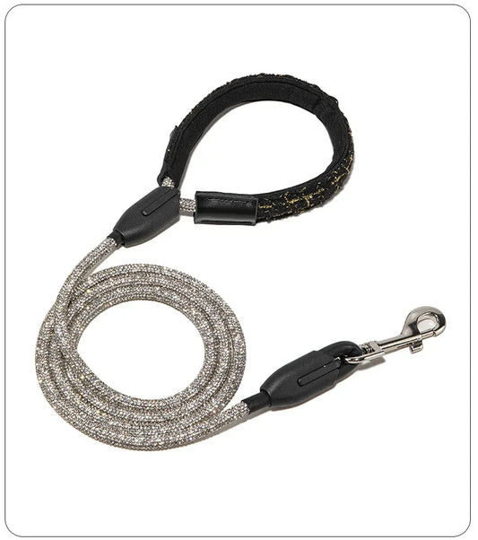 Rhinestone Dog Leash With Padded Handle And Secure Snap Hook