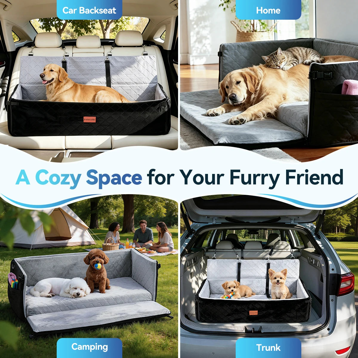 DOMIPET Nylon Dog Booster Seat With Thick Cushion And Leash