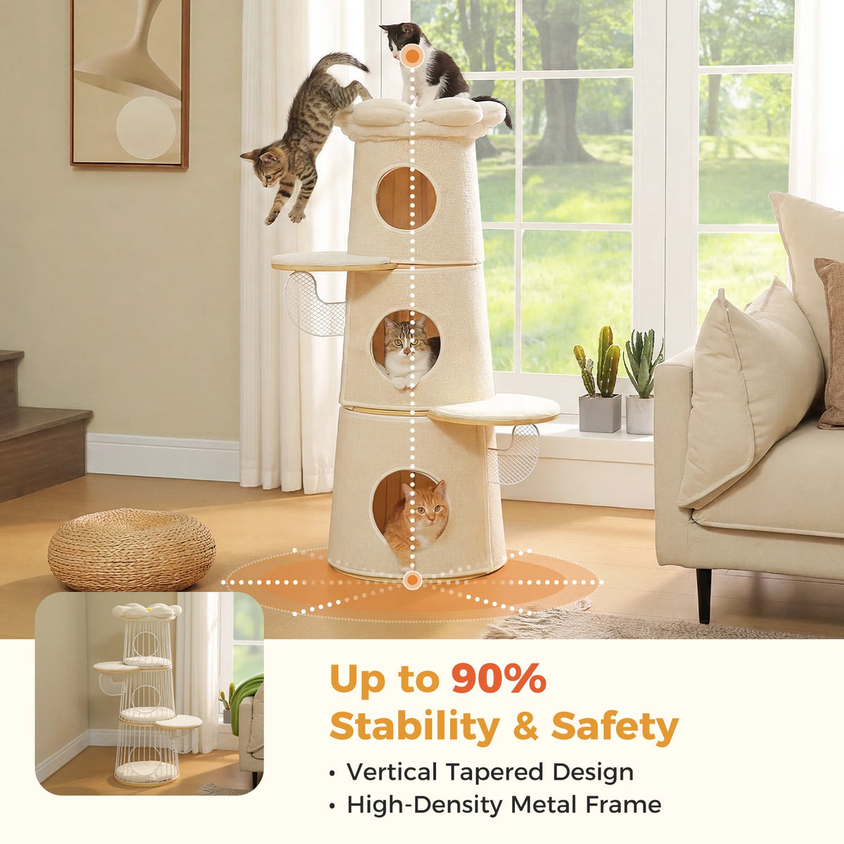 PAWZ Road Multilevel Cat Tree With Flower Perch And Condos