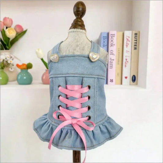 Stylish Princess Design Dog Denim Jacket With Fun Fruit Prints
