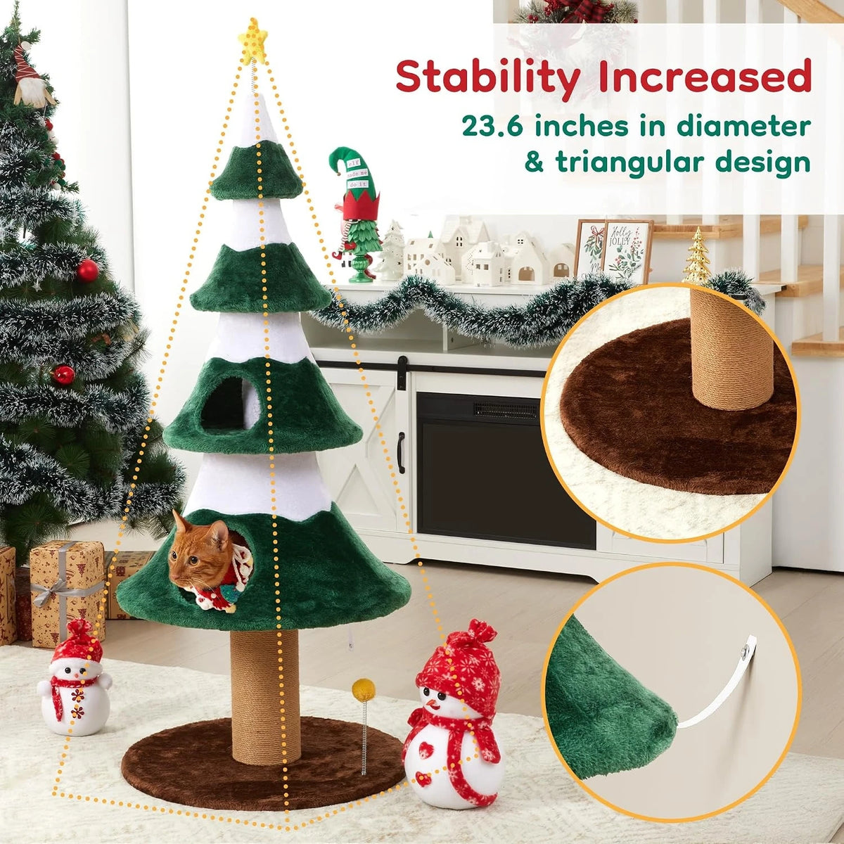 Heavy Duty Wooden Cat Tree With Sisal Scratching Posts