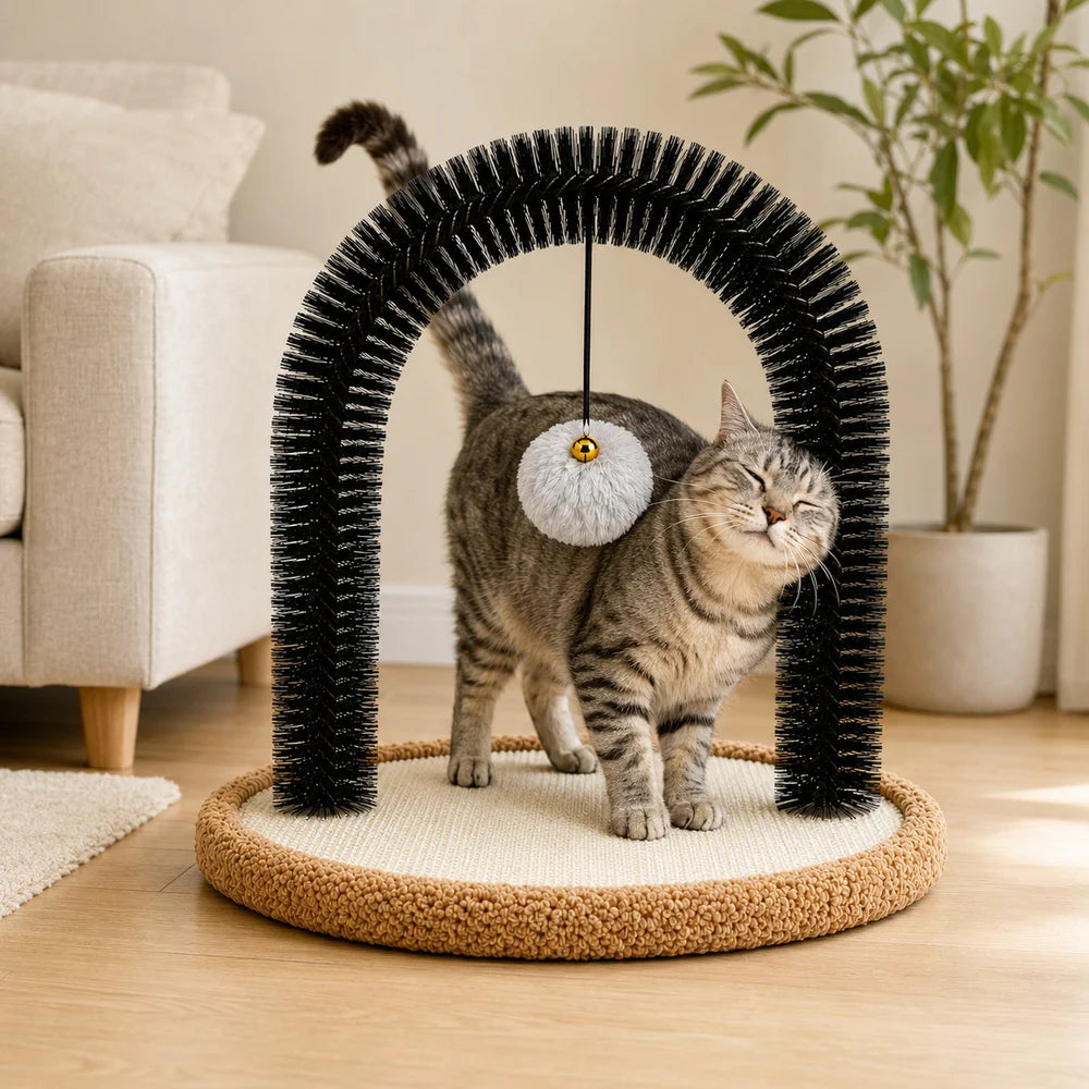 Cat Grooming Arch With Sisal Scratcher And Hanging Ball