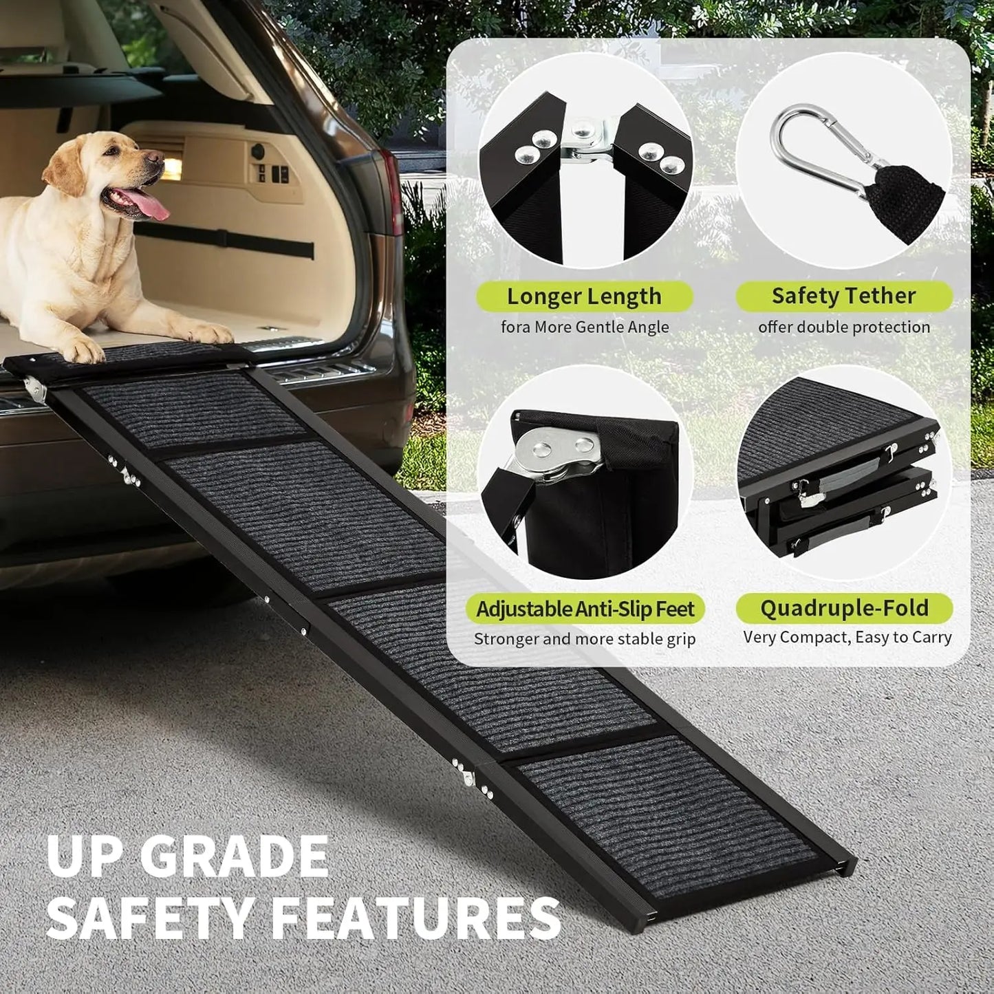 HiMiss Folding Dog Car Ramp With Non Slip Safety Surface