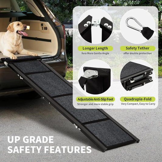 HiMiss Folding Dog Car Ramp With Non Slip Safety Surface