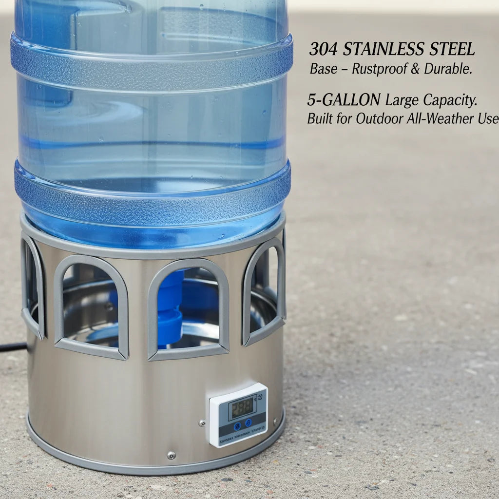 Automatic Stainless Steel Heated Poultry Waterer With Digital Thermostat