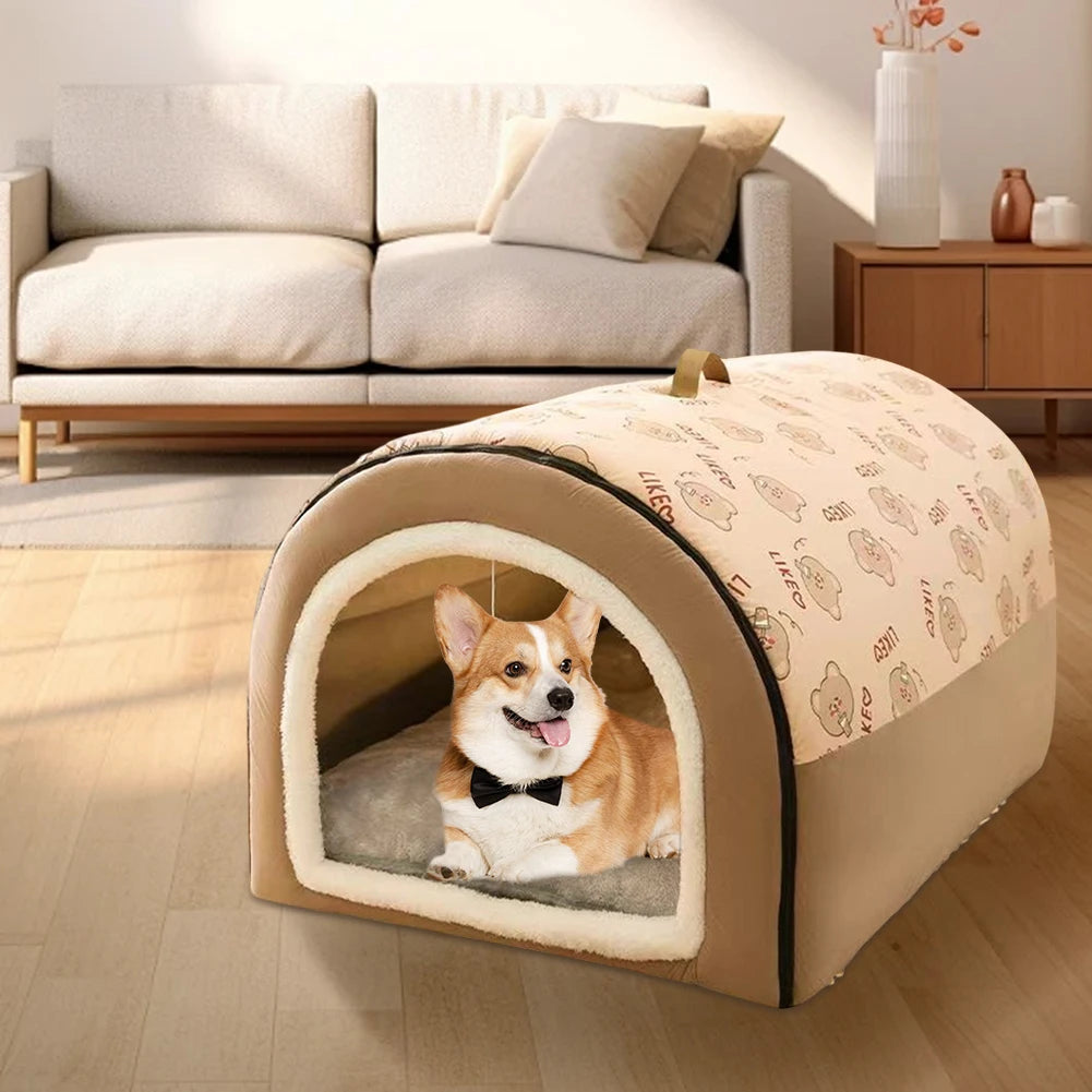 Shunmaii Washable Dog House Mat, Warm Cozy Pet Cave Shelter