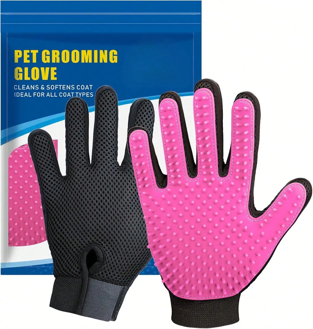 Pet Hair Remover Gloves Shedding Brush For Dogs Cats Horses
