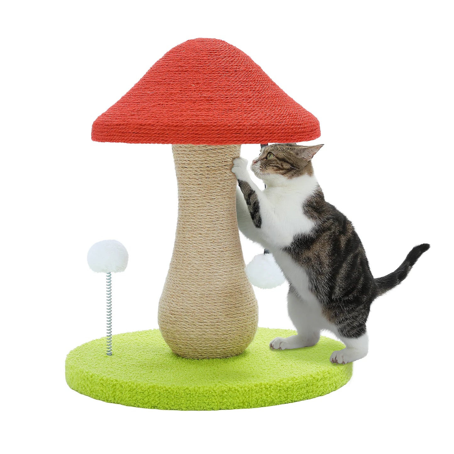 PAWZ Road Mushroom Cat Scratching Post With Sisal Wrap And Pompom