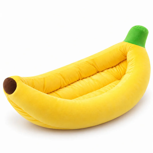 Banana Plush Pet Bed With Raised Sides For Cozy Lounging