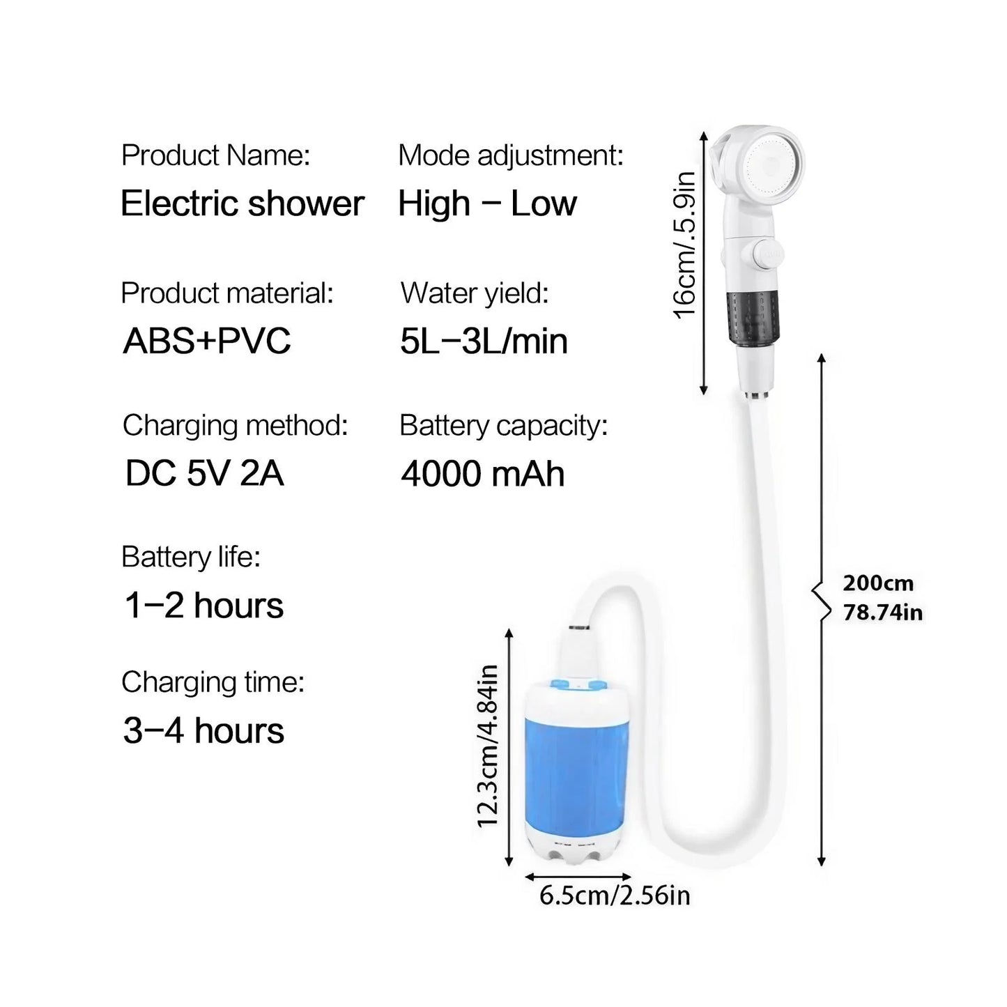 Rechargeable Handheld Outdoor Shower Sprayer For Pets And Gardening