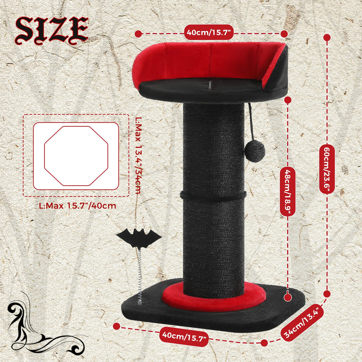 Pawz Road Gothic Cat Tree With Removable Bed And Ball