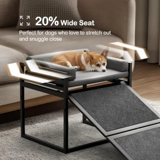 Reinforced Non Slip Dog Ramp For Beds With Washable Cushion