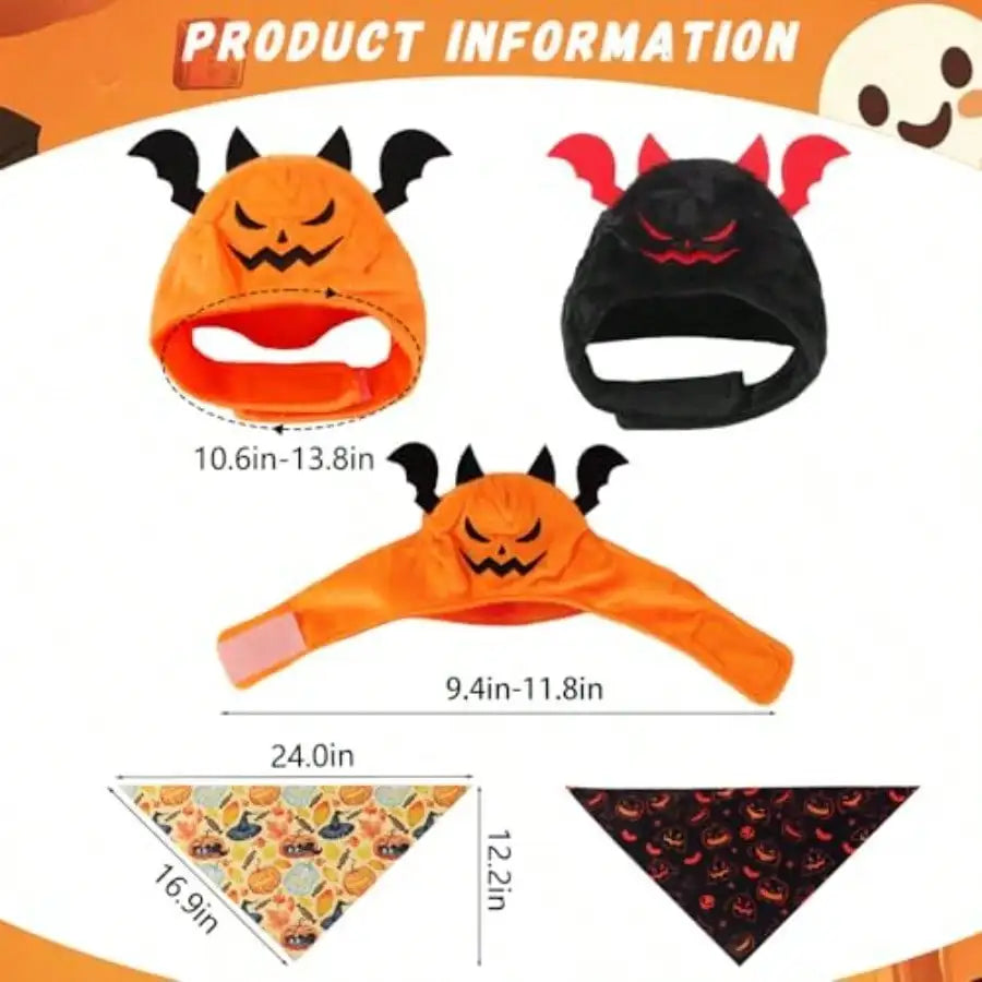 4Pcs Halloween Pet Costumes With Cat Pumpkin Bat And Scarves