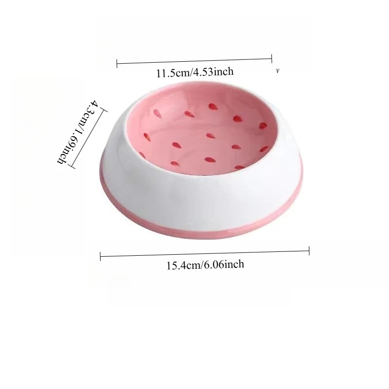 Fruit Shaped Ceramic Cat And Dog Slow Feeder Bowl