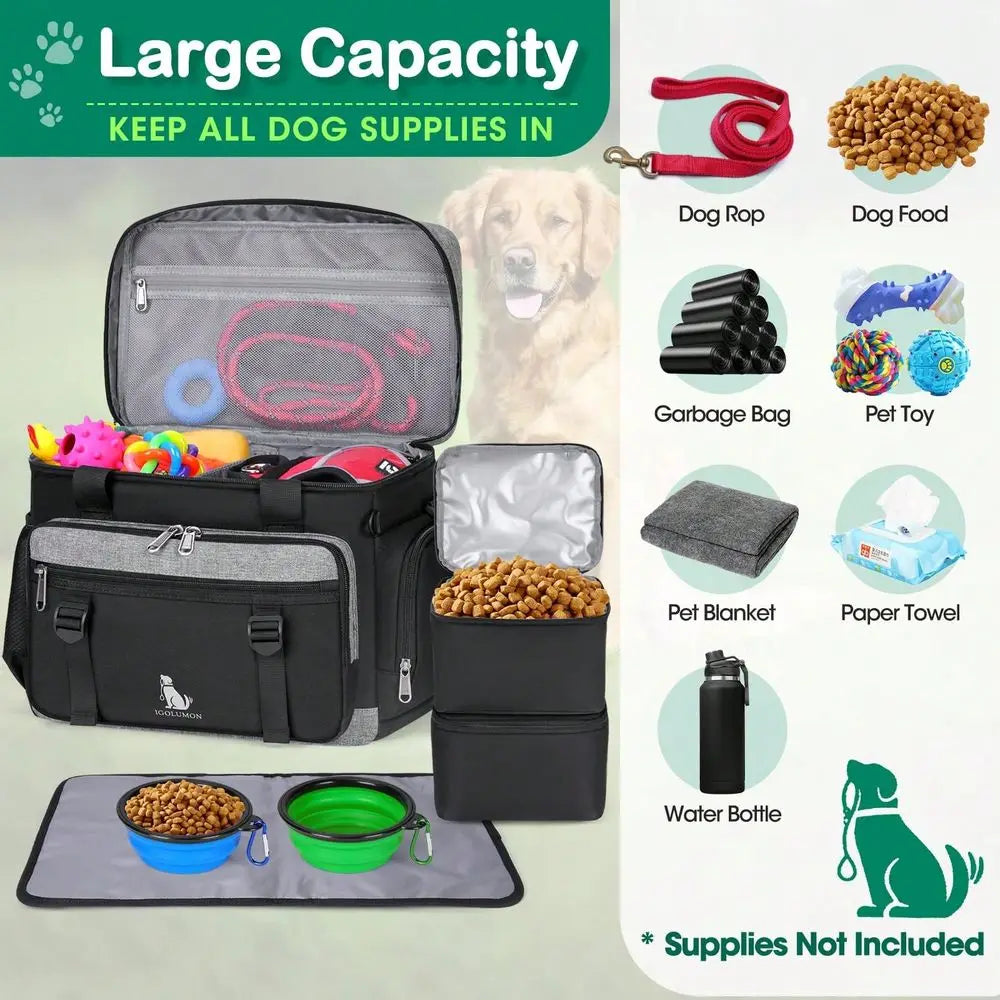 Multi Pocket Dog Travel Bag And Storage Organizer Set