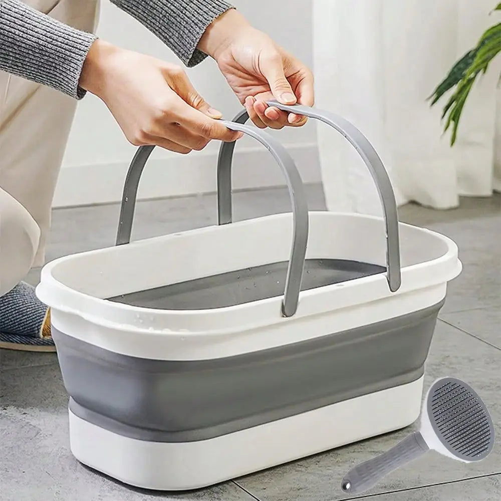 Portable Collapsible Dog Bathing Tub With Drain Plug And Handle