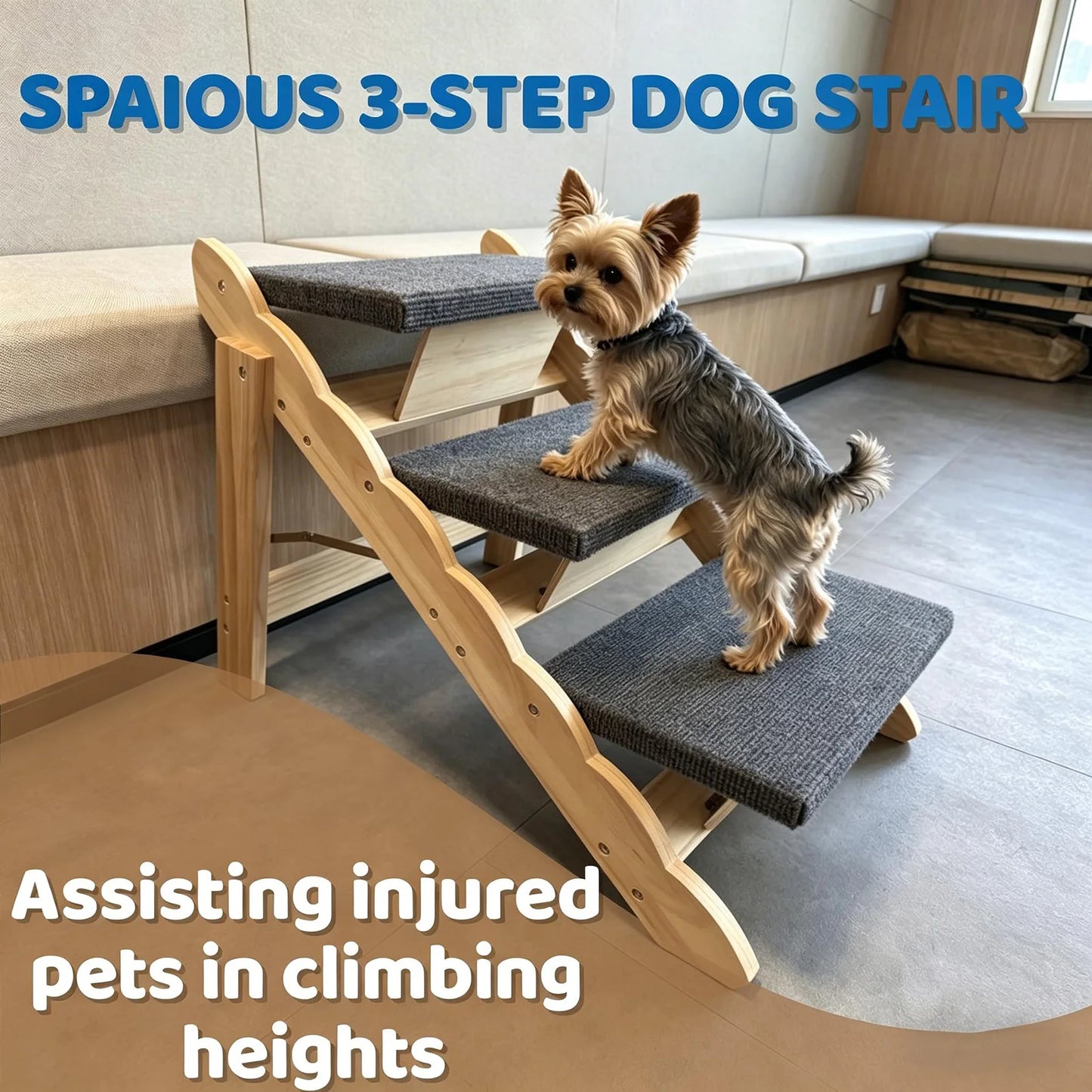 DishyKooker Wooden Pet Stairs And Folding Dog Safety Ramp
