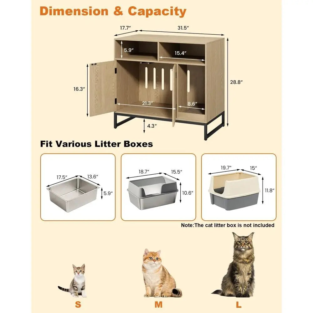 Modern Wooden Cat Litter Box Enclosure With Integrated Scratching Pad