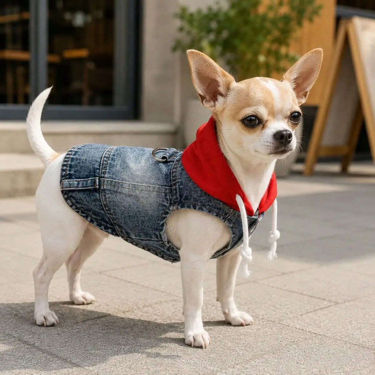 Pet Denim Hoodie Vest For Dogs And Cats Outdoor Apparel