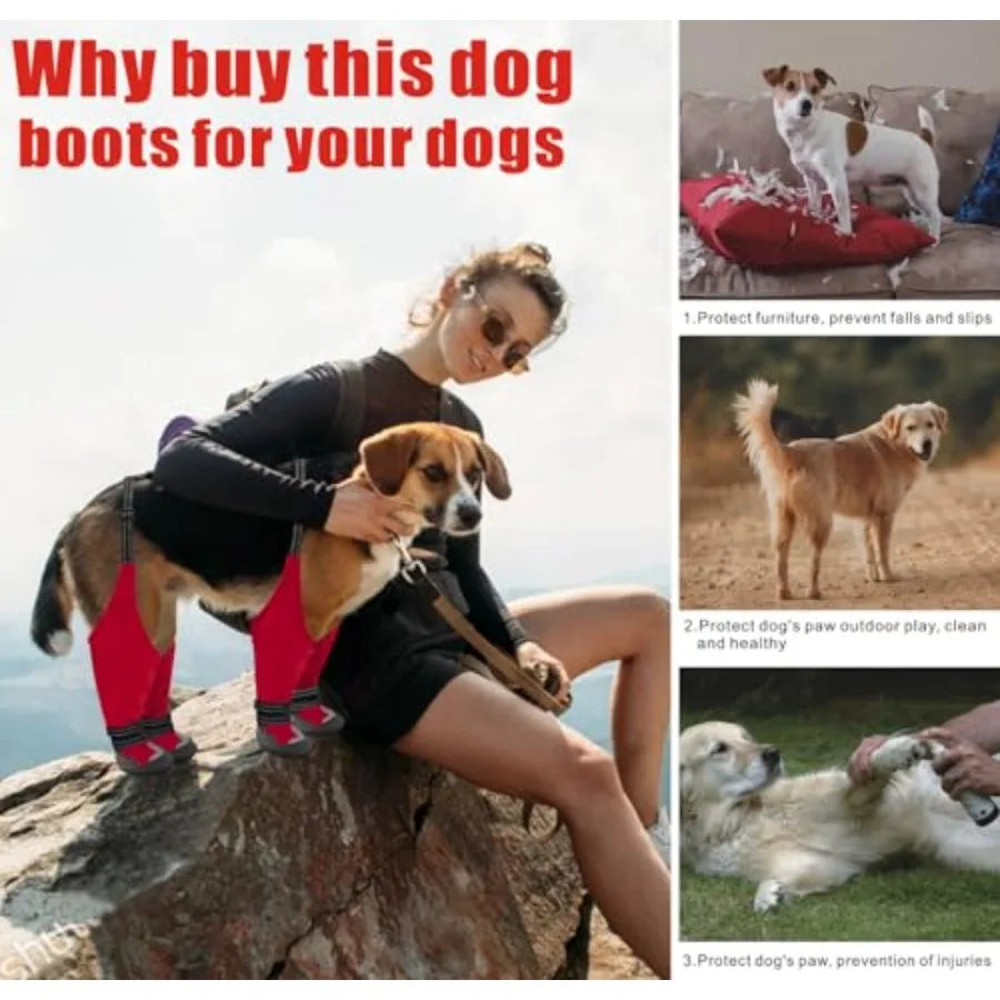 Waterproof Non Slip Dog Suspender Boots For Rain And Snow