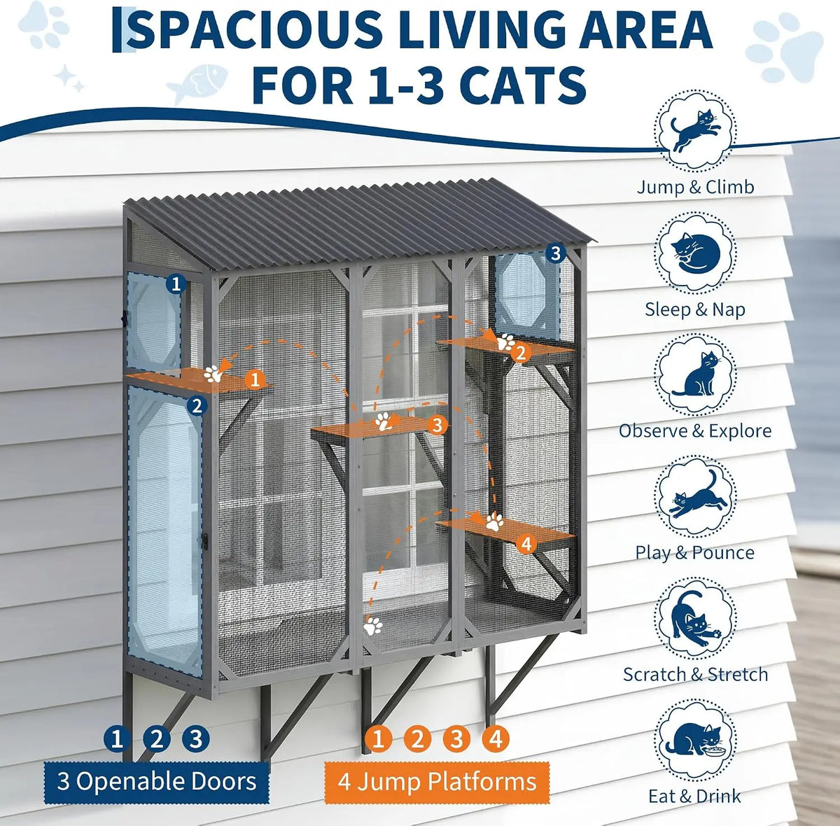 Spacious Wooden Window Catio Enclosure For Indoor Cats Relaxation