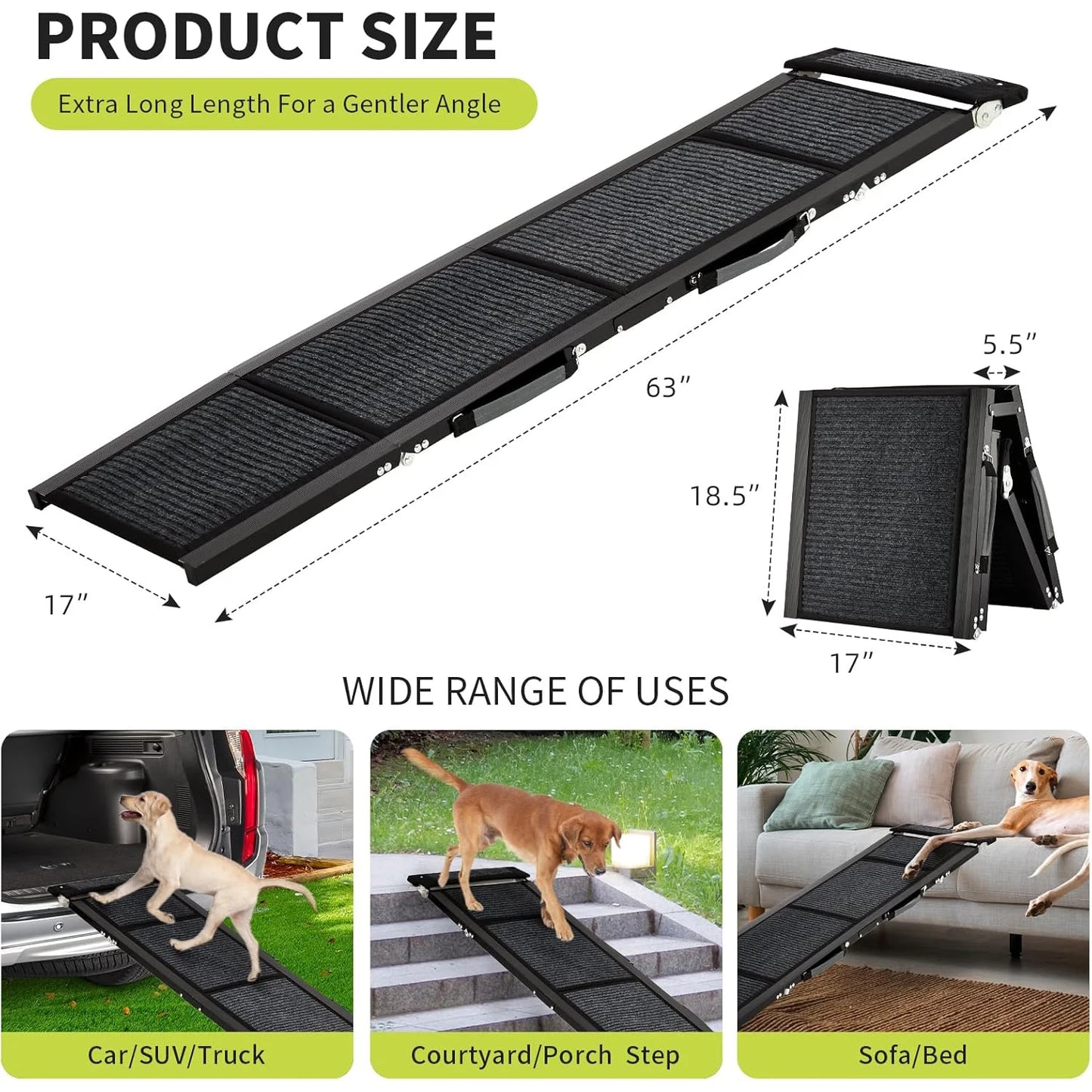 HiMiss Folding Dog Car Ramp With Non Slip Safety Surface