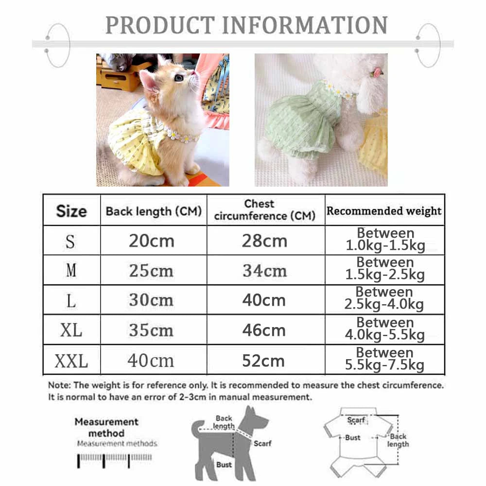 Breathable Floral Pet Skirt For Small Dogs And Puppies