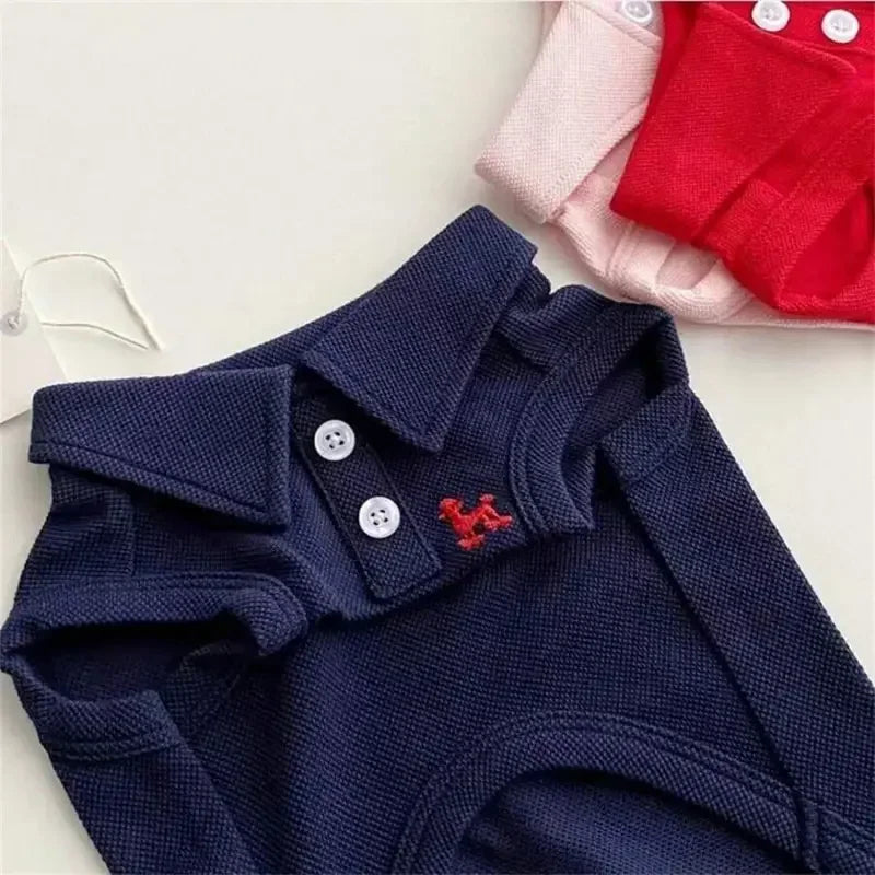 Pet Polo And Embroidered Vest Set For Dogs And Cats