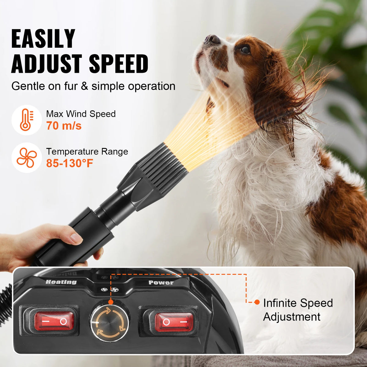 SucceBuy Adjustable High Power Pet Dryer For Professional Grooming