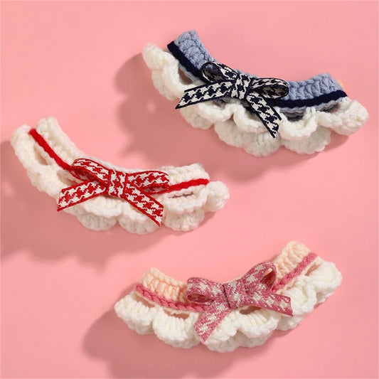 Decorative Bow Knot Handknit Pet Collar For Puppies