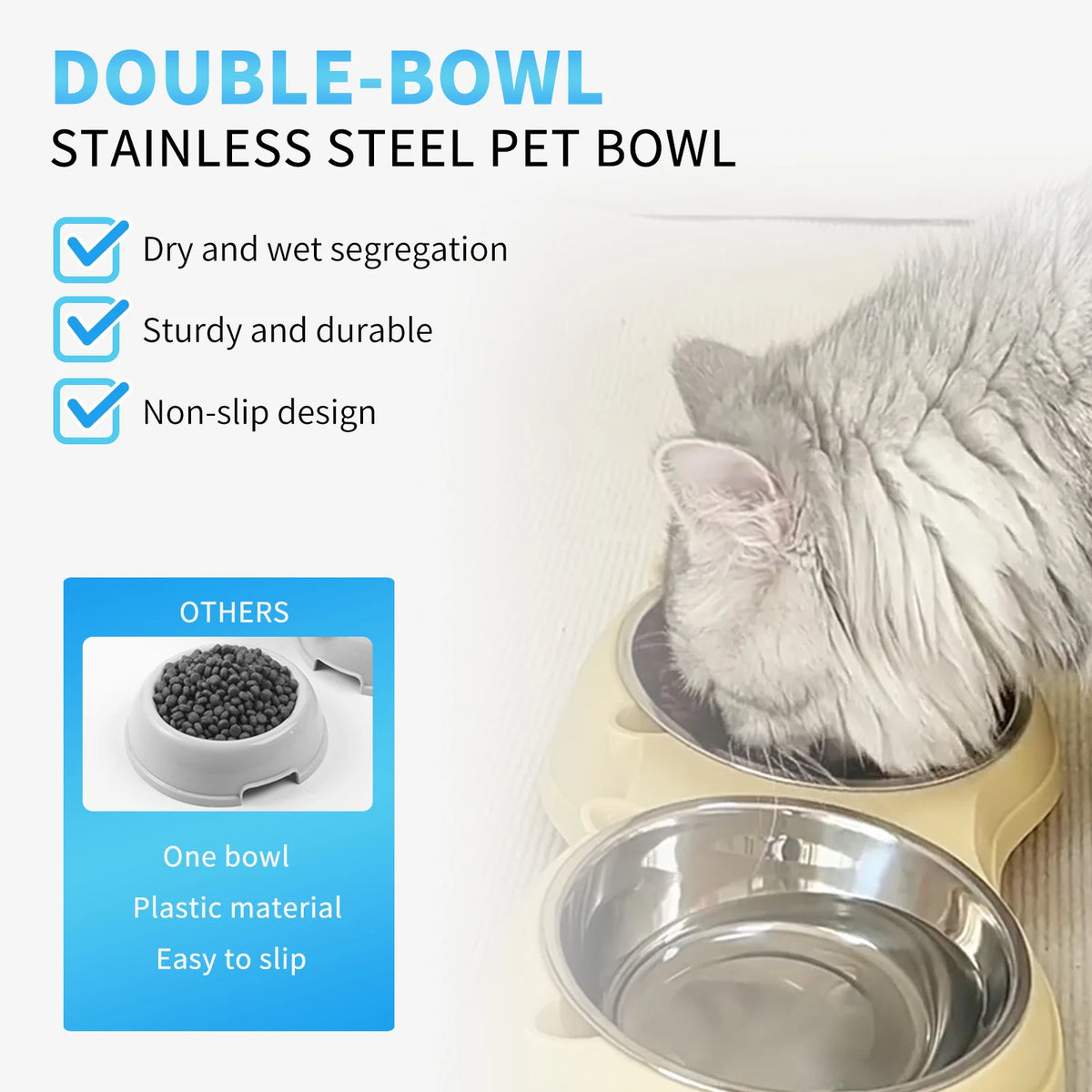 Stainless Steel Double Pet Feeding Bowl for Cats and Dogs