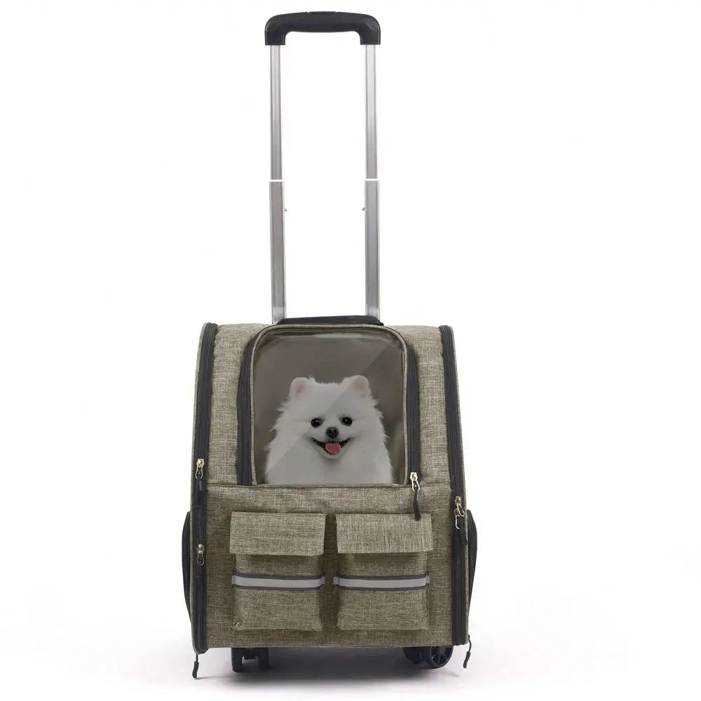 Airline Approved Rolling Pet Carrier With Telescopic Handle