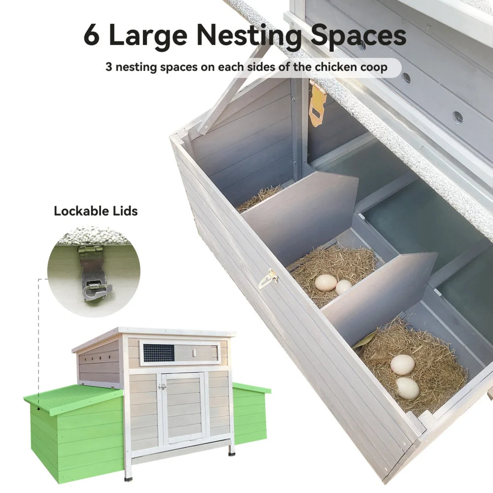 Wooden Outdoor Chicken Coop With Dual Nesting Boxes Moisture Shield